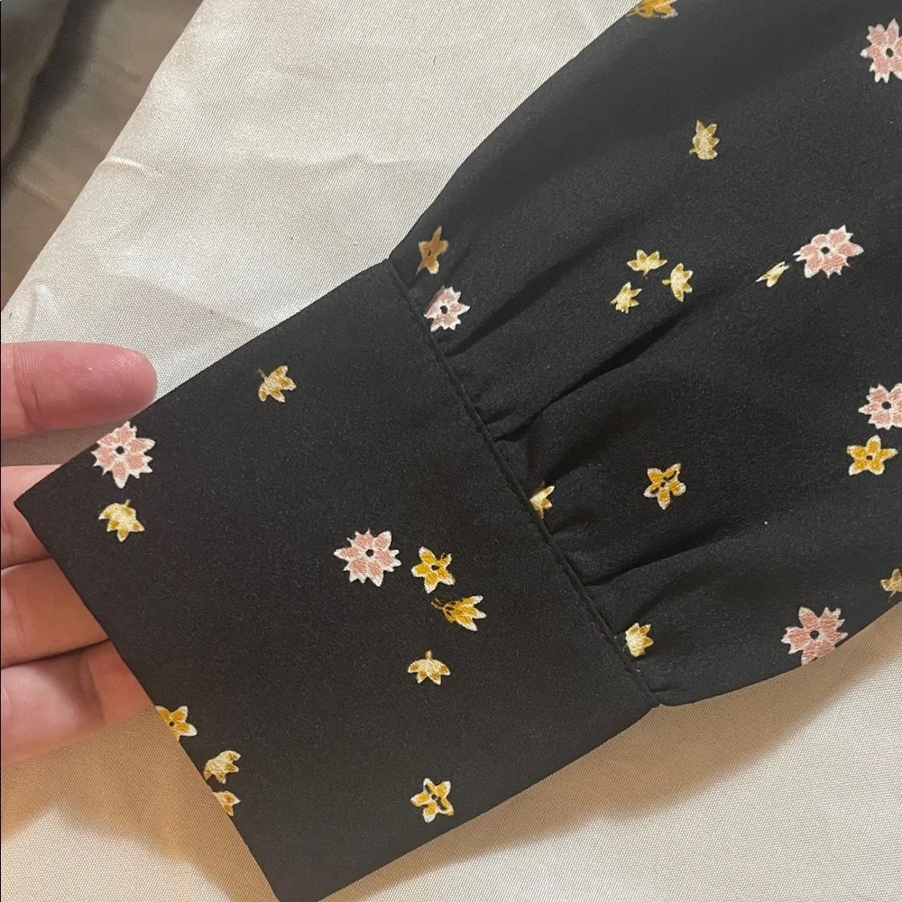 LOFT Black Floral Long Sleeve Dress - Picture 5 of 12